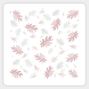 Autumn fall tropical palm leaves pattern pink on white Sticker